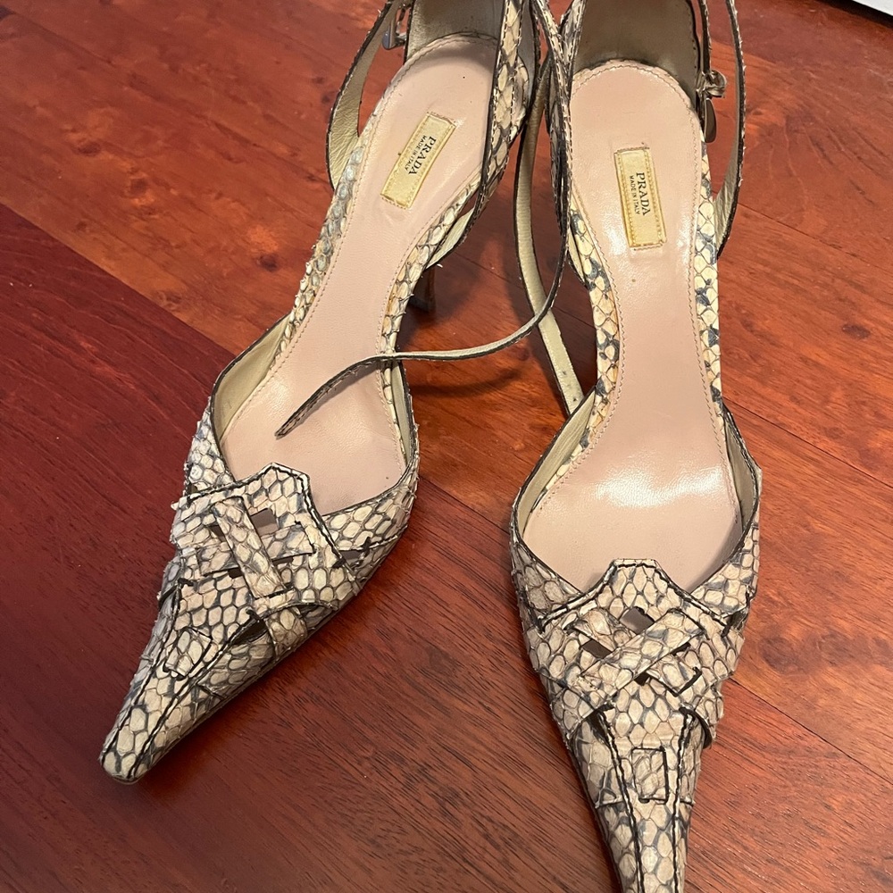 Prada Beige Snakeskin Heels